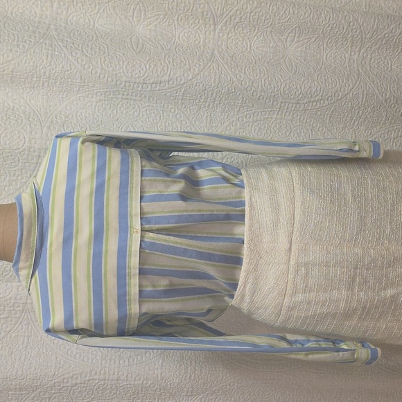 Appleseed's Pastel Blue and Light Green Striped Top Shirt Business Casual Womens - Picture 8 of 9